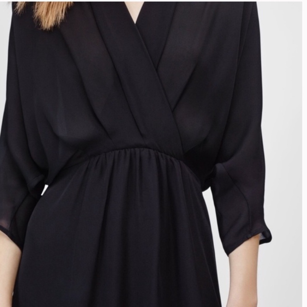 Aritzia 100% SILK - Babaton Cuthbert Dress BUTTERY soft XS Black - Picture 4 of 10